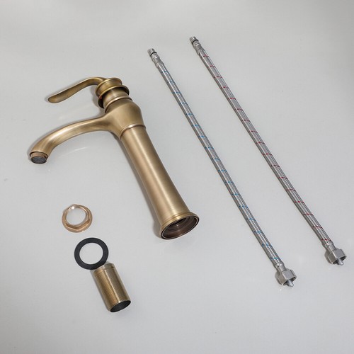 Antique brass Bathroom Kitchen Swivel Single Lever/Hole Sink Faucet Mixer Tap - Picture 8 of 9