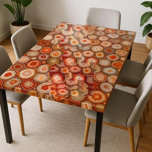 Custom Red Agate Table | Handmade Natural Stone Furniture | Luxury Home Decor - Picture 2 of 11