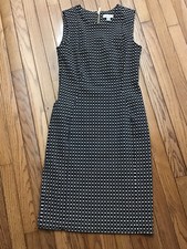 Calvin Klein Bodycon Pencil Dress Women’s Size 6 Black & White Knit Zip Back