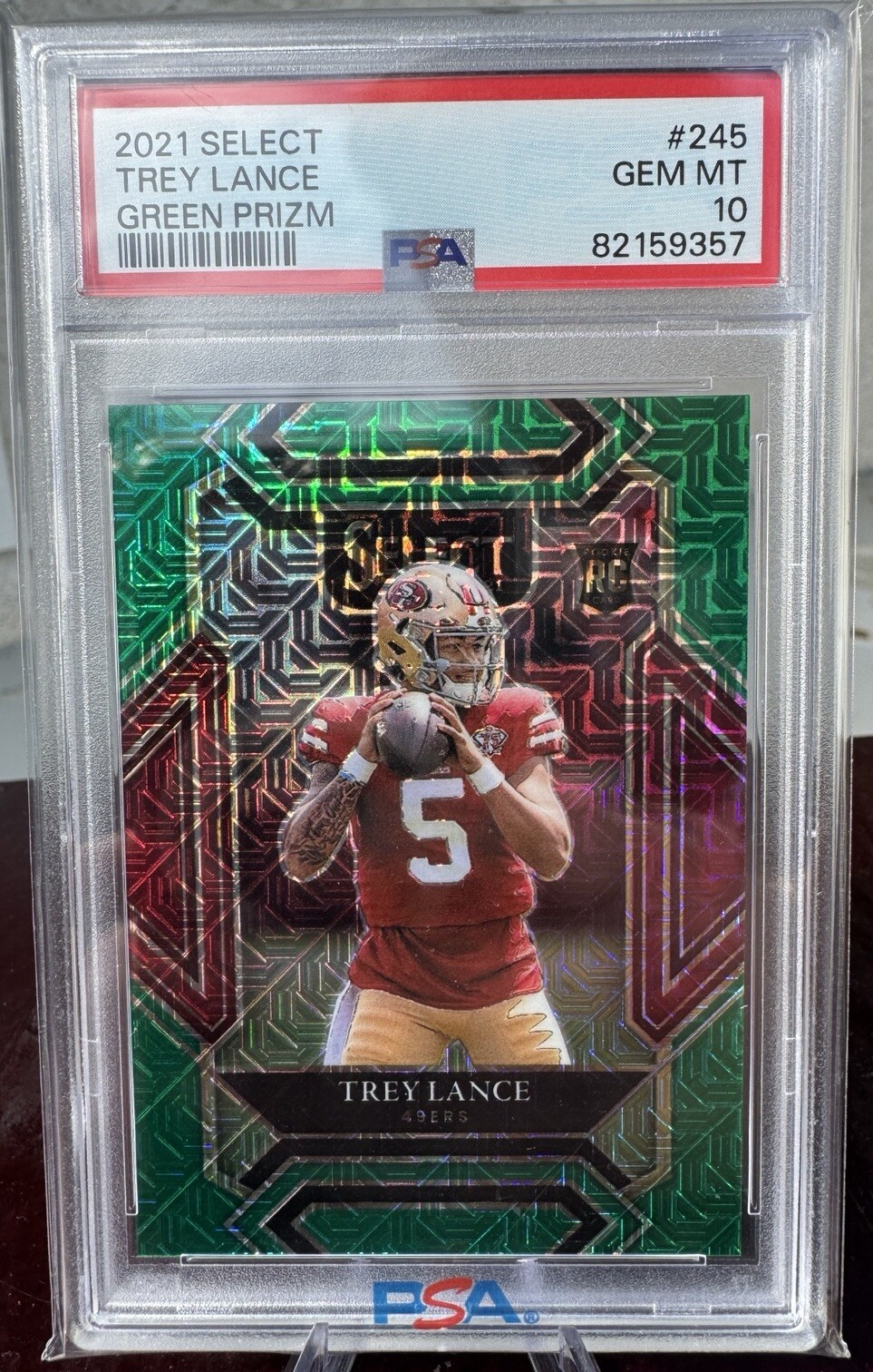 Trey Lance 2021 Select Club Level Green Mojo Prizm 2/5 PSA 10