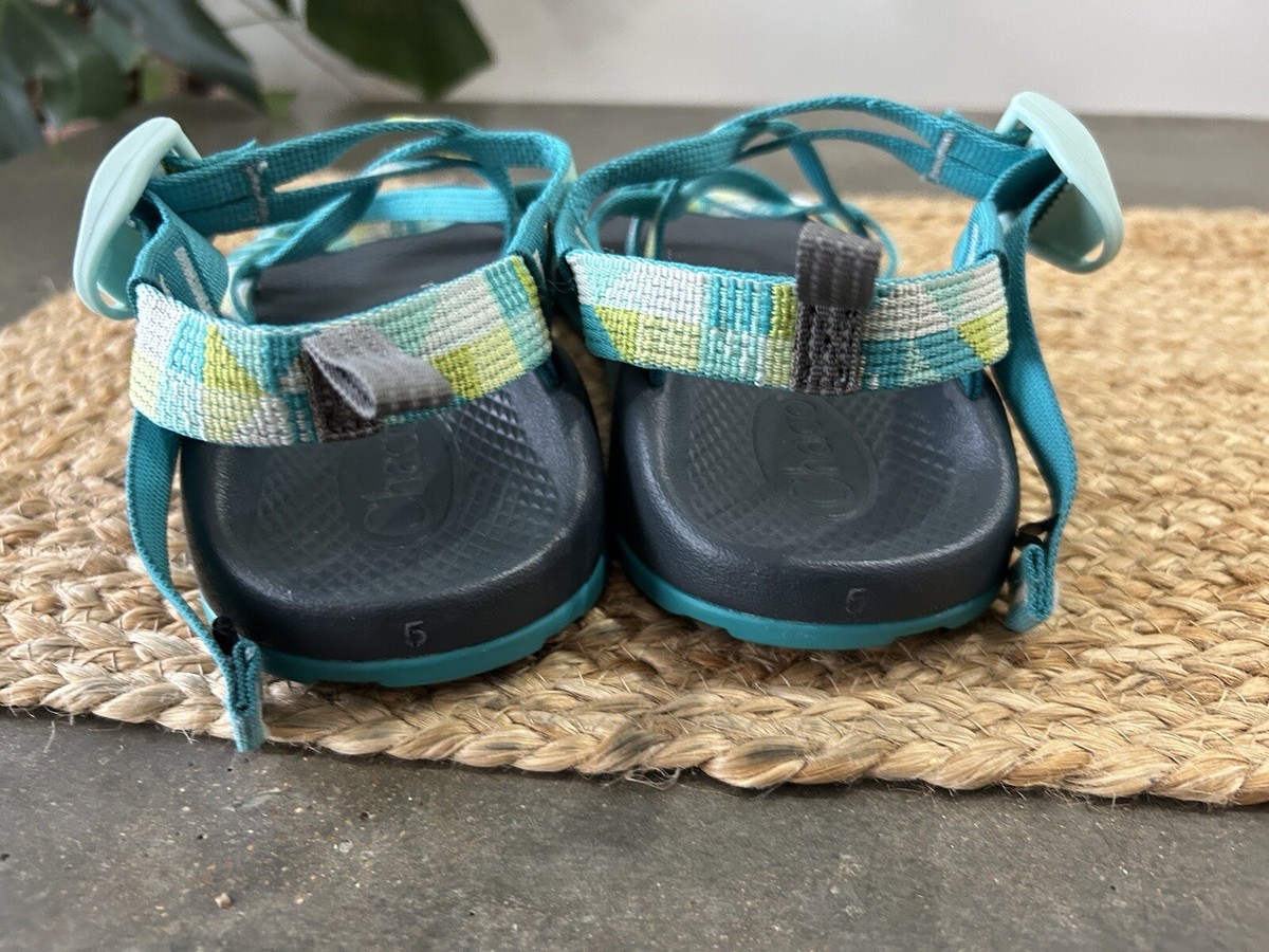 Chaco's Womens 5 Teal White Yellow Aztec Hiking Sandals | eBay