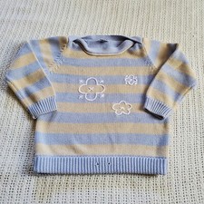 Vintage Kids Sprockets Knit Sweater Blue Yellow Stripe Size 5T Embroidered