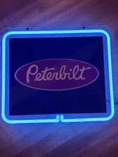  Neon Light Peterbilt Semi Truck 11” by 9” With cord and plug 