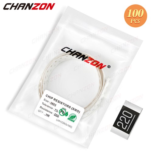 100pz SMD SMT 0603 Resistore 1/10W Watt 1% Resistenza Set Assortito 0 - 10M Ohm - Foto 53 di 187
