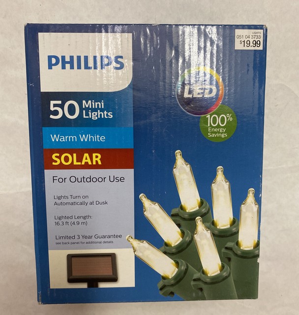 Philips 50 Mini Lights Warm White Solar Outdoor LED for sale online eBay