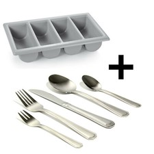 Besteckkasten Besteckset inkl.Besteck für 24 Pers. Gastrobesteck Edelstahl 18/10