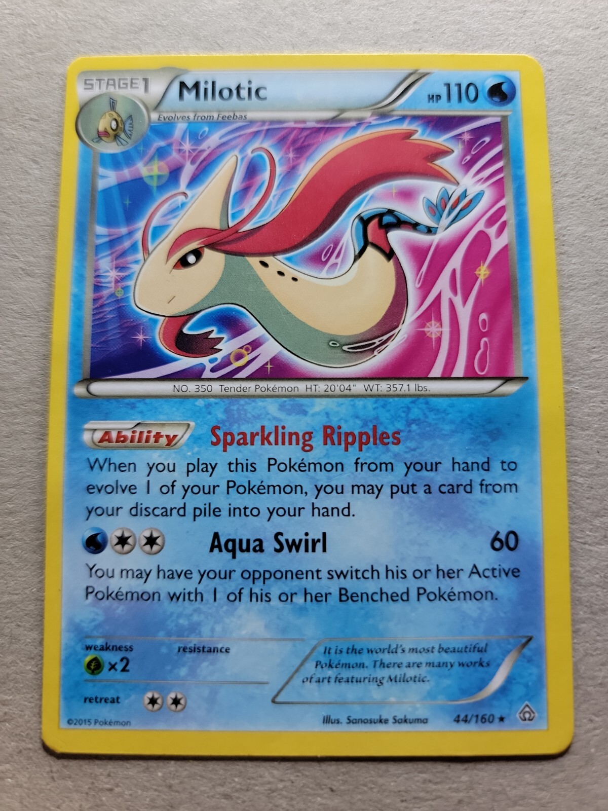 2015 Pokemon Card - Milotic - 44/160 - LP