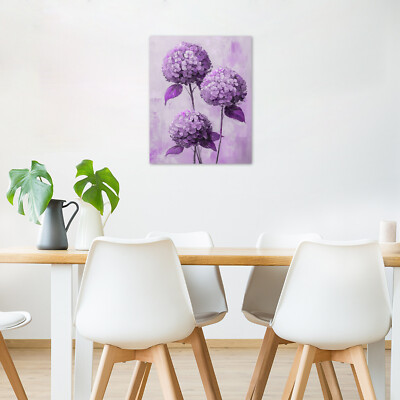 Botanical Purple Hydrangea Floral Abstract Wall Art for Bathroom Living Room