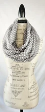 Classic Grey White Polka Dot Infinity Scarf Soft Circle Loop