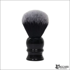 Shaving Brush - Maggard Razors Black & White Synthetic Brush, Black Handle, 24mm