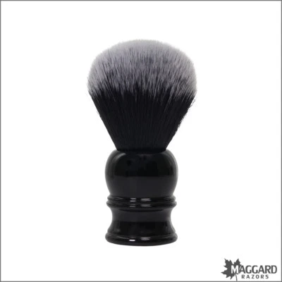 Shaving Brush - Maggard Razors Black & White Synthetic Brush, Black Handle, 24mm