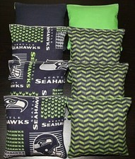 CORNHOLE BEAN BAGS made w Seattle SEAHAWKS Fabric 8 ACA Reg Toss Game Bags