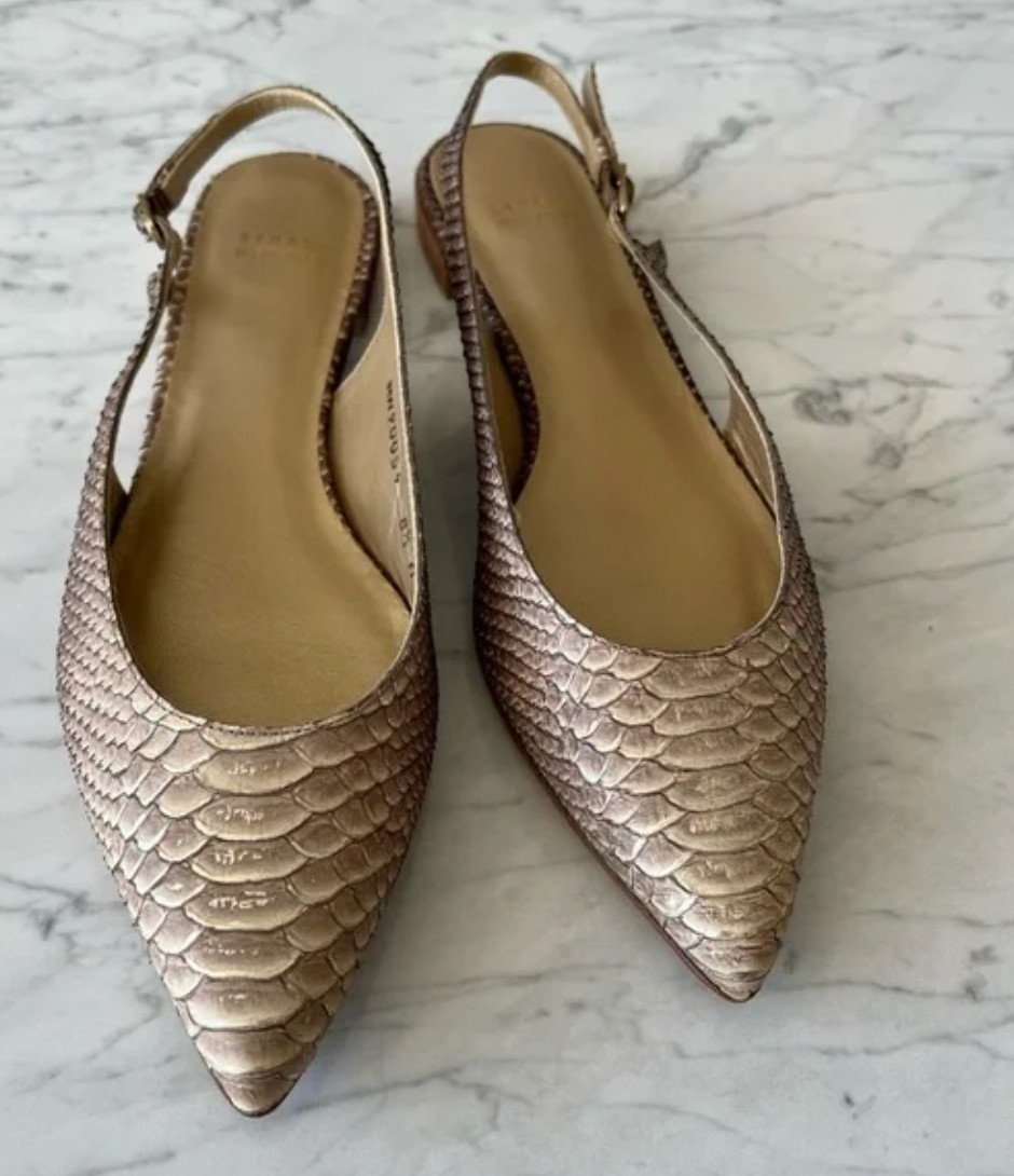 Stuart Weitzman Python Embossed Leather Slingback… - image 6