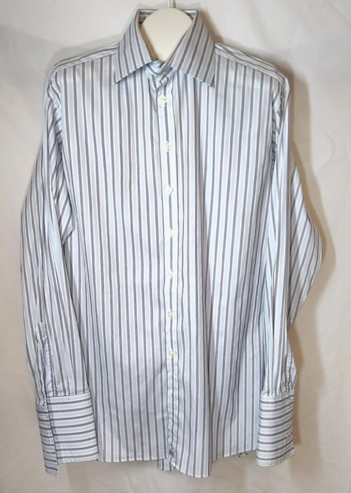 Camicia Burberry London abbottonata Vntg da uomo 17 43 cavaliere a righe su manica lunga