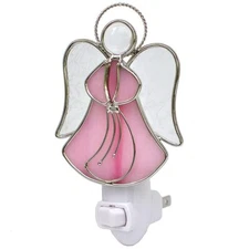 Stained Glass Angel Night Light Decorative Accent Lite Wall Plug in Nightligh...