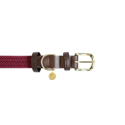 Kentucky Plaited Nylon Dog Collar Bordeaux X-Large 60-68cm - Picture 4 of 4