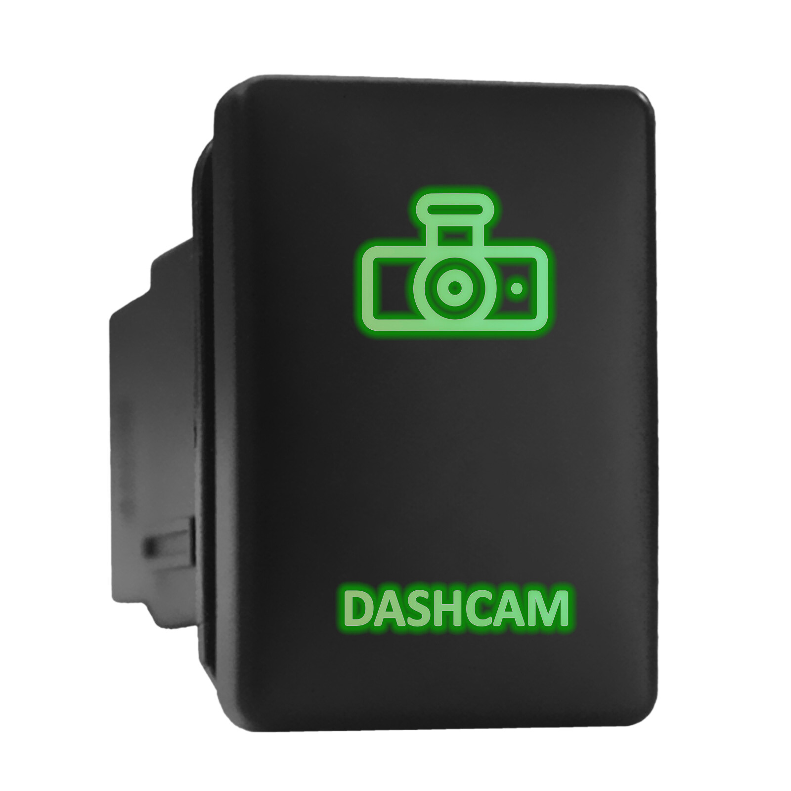 Dashcam Green Backlit Push Switch 1.28x0.87 Inch for Toyota