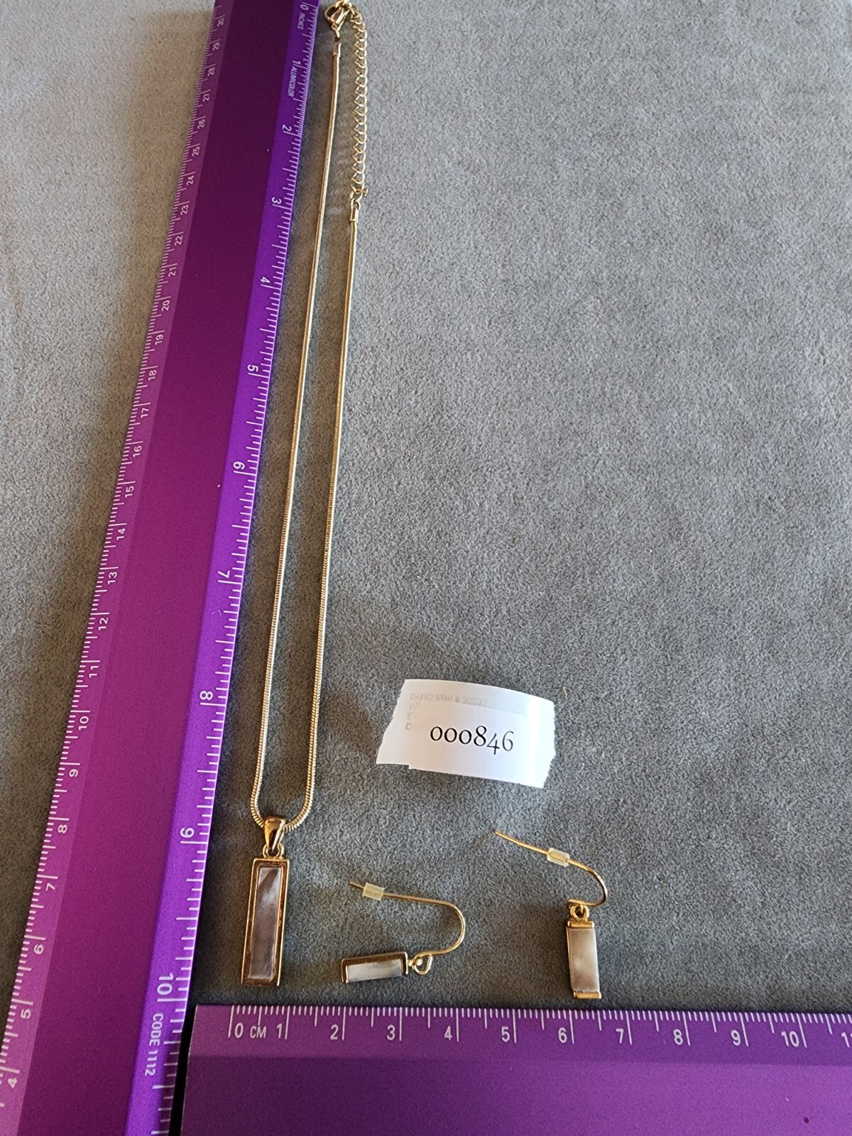 Rectangular Bezel Set Stone Pendant Gold Plate Sn… - image 8