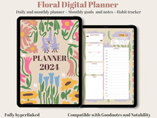 Digital planner, Daily and monthly digital planner for Goodnotes and Notability