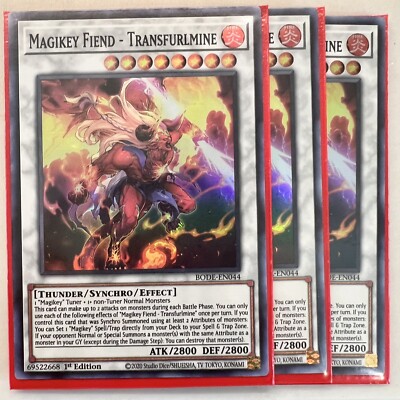 Yugioh! 3x Magikey Fiend - Transfurlmine BODE-EN044 Super Rare 1st Ed NM
