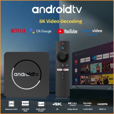 Android 13 Smart TV Box Allwinner H313 Netflix Streaming Bluetooth Media Player