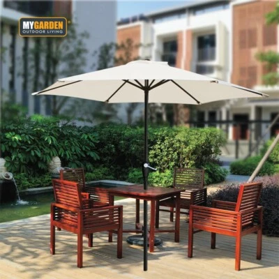 MYGARDEN Garden Parasol Umbrella Sun Shade Round Outdoor Patio W/ Crank Tilt & Non Tilt