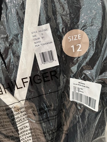TOMMY HILFIGER | Black & White V-Neck Dress | Scuba Crepe Pockets | 12 | NEW - Picture 13 of 14