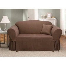 NWT Sure Fit Soft Suede Chocolate Brown Sofa Slip Cover