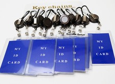 12 Retractable Clip Key Chain Ring ID Holder Black