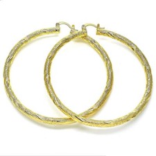 Women's 4mm Glitter Rope Design 14k Gold Filled Medium Large Round Hoop Earrings