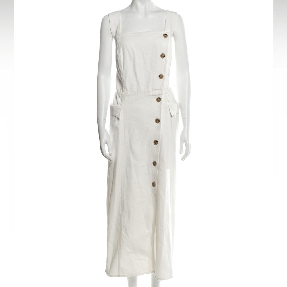 Nanushka Women's White Denim 100% Cotton Moun Midi Dress XL