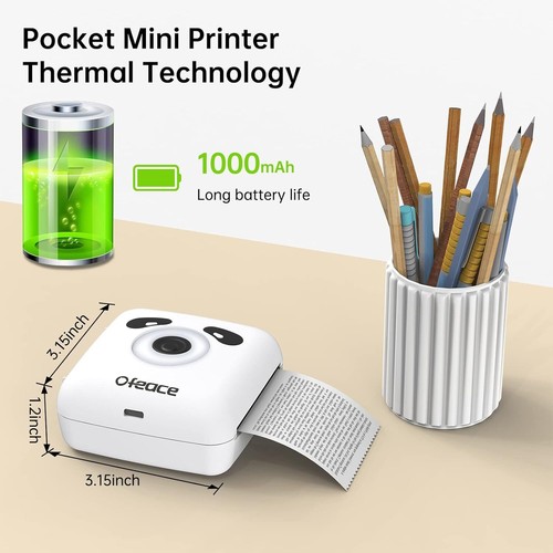 Mini Sticker Printer Maker Machine with Paper, 300DPI Thermal White - Picture 7 of 8