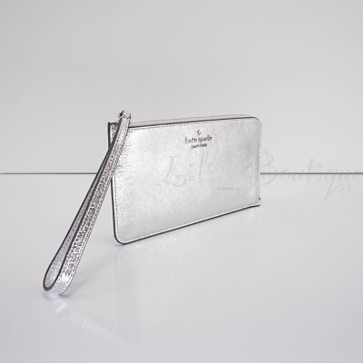 NWT Kate Spade KE635 Lucy Medium L-Zip Wristlet Metallic Leather