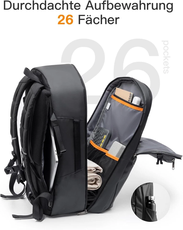 Inateck 40L Reiserucksack 26 Taschen TSA Freundlich Handgepäck Rucksack Herren - Bild 2 von 4