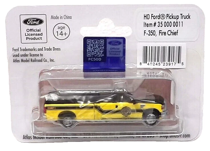 HO Atlas 35000011 Ford F-350 Fire Department Chief Crew-Cab Pickup Truck w/Cap - Image 2 of 2