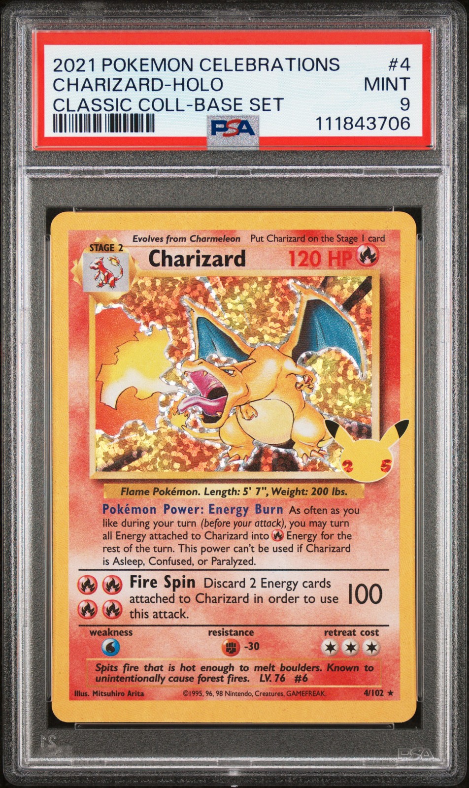 2021 POKEMON CELEBRATIONS CLASSIC COLL #4 CHARIZARD-HOLO PSA 9