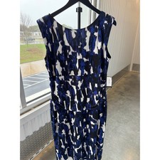 Nine West NWT Blue black Printed Dress 16