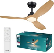 Philips Olas Ceiling Fan LED Light 132cm DC Motor Remote Black Wood