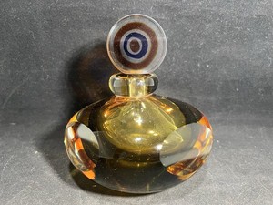 Fifth Avenue Crystal 5” Aura Amber Perfume Bottle with Bullseye Stopper