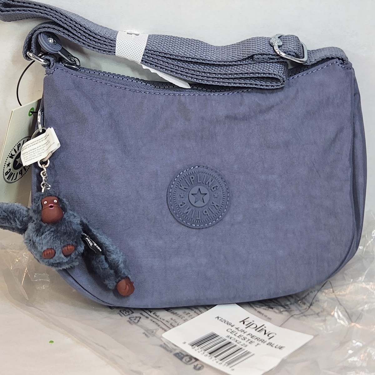 Kipling CELESTE Crossbody Bag Perri Blue KI2084 Monkey Keychain