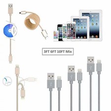 Type: Apple,Color: Silver - 3 To Tango Apple Or Android Charging Cables 3ft-6ft-