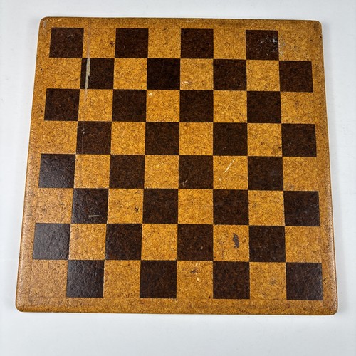 Vintage Antique Double Sided Checker Chess Board made of Cork Board w/ Checkers - Picture 6 of 22