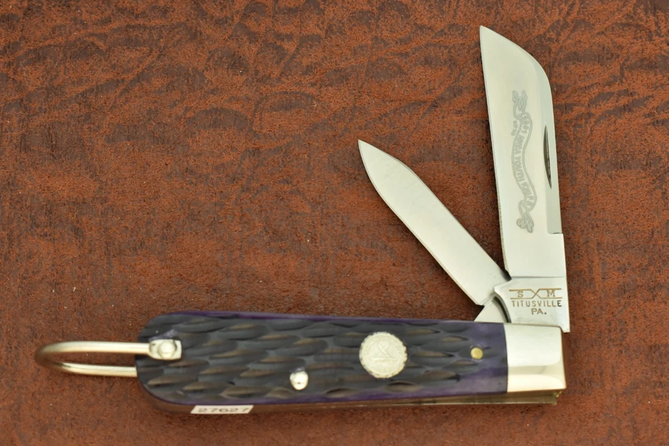 SCHATT & MORGAN СДЕЛАНО В США ФИОЛЕТОВЫЙ КОСТИ 2001 NKCA JACK НОЖ С ЗАЛОГ ИЗЯЩНЫЙ (27627) - Изображение 2 из 4