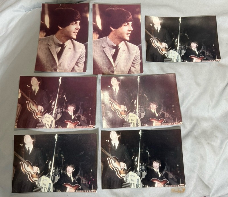 Lot of 7 Color Beatles Concert & Musician Photographs on Paper, Unframed