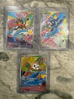 First Partner Illustration Collection Promo set rowlet litten popplio TOPLOADED