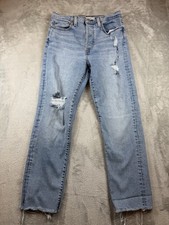Levi’s Wedgie Straight Jeans Women’s 30 High Rise Distressed Blue (30x27.5)