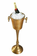 Floor Standing Rustic Gold Champagne Bucket Distressed Look Wine Cooler Ice