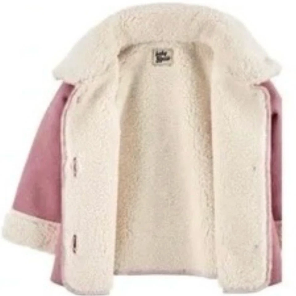 Bebé OshKosh B’gosh Rosa Imitación Gamuza Sherpa Forrado Abrigo Exterior Elegante Chaqueta 18M Foto 2 de 4