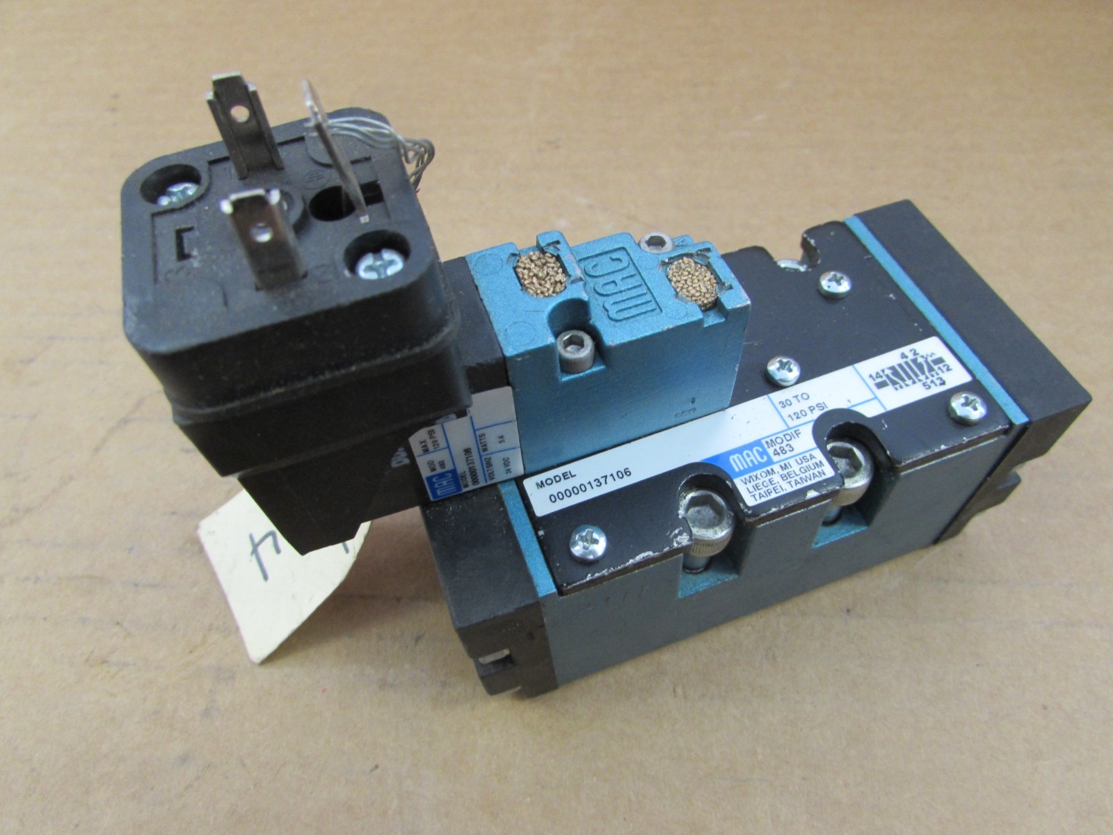 Mac Valves 00000137106 24VDC Solenoid Valve Modif 483 30-120 PSI