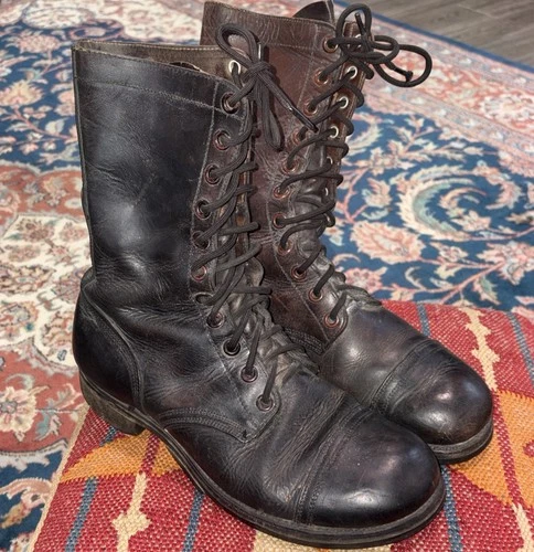 Vtg US Army Boots Vietnam McNamara Black Army Military Combat 10.5 Wide READ